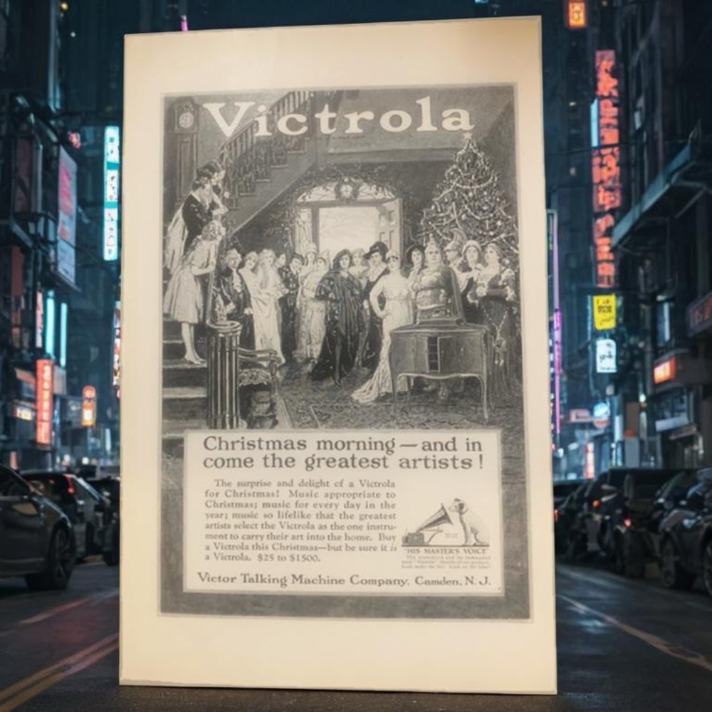 Vintage 1922 Victrola Christmas Morning Ad Advertisement
